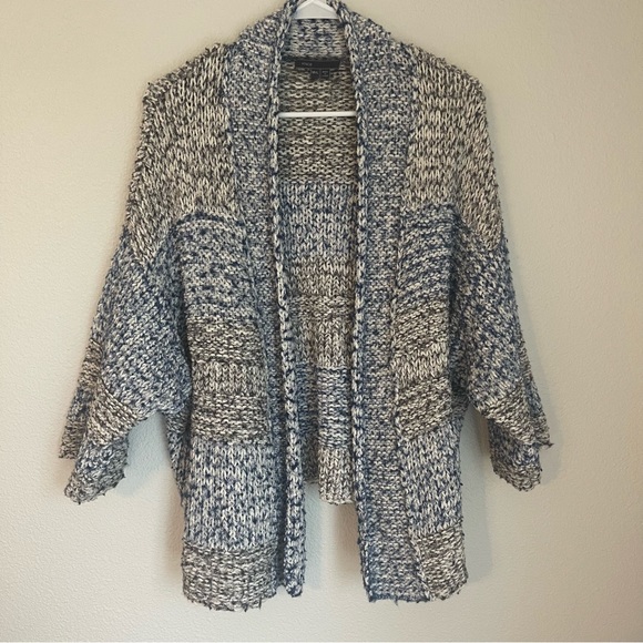 Vince chunky knit open front cardigan Size M/L blue and gray - Picture 3 of 13